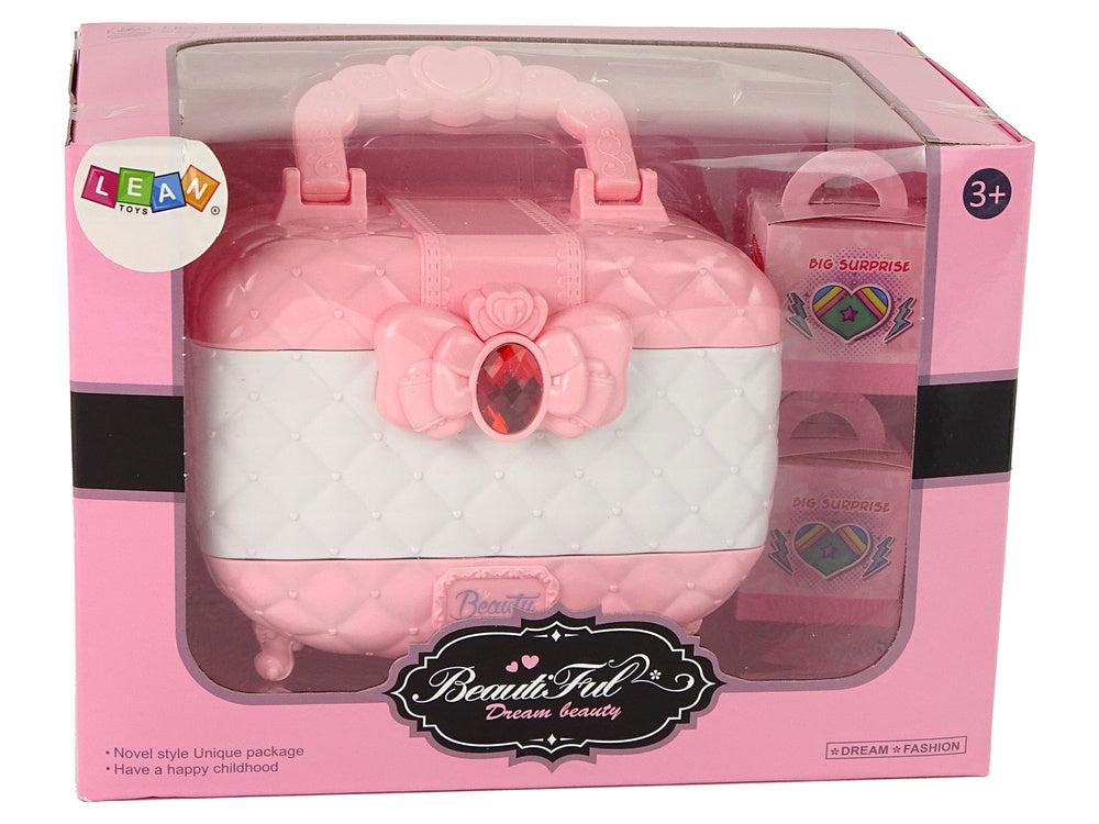 Kosmetický kufřík pro děti s líčidly a laky růžovo bílý