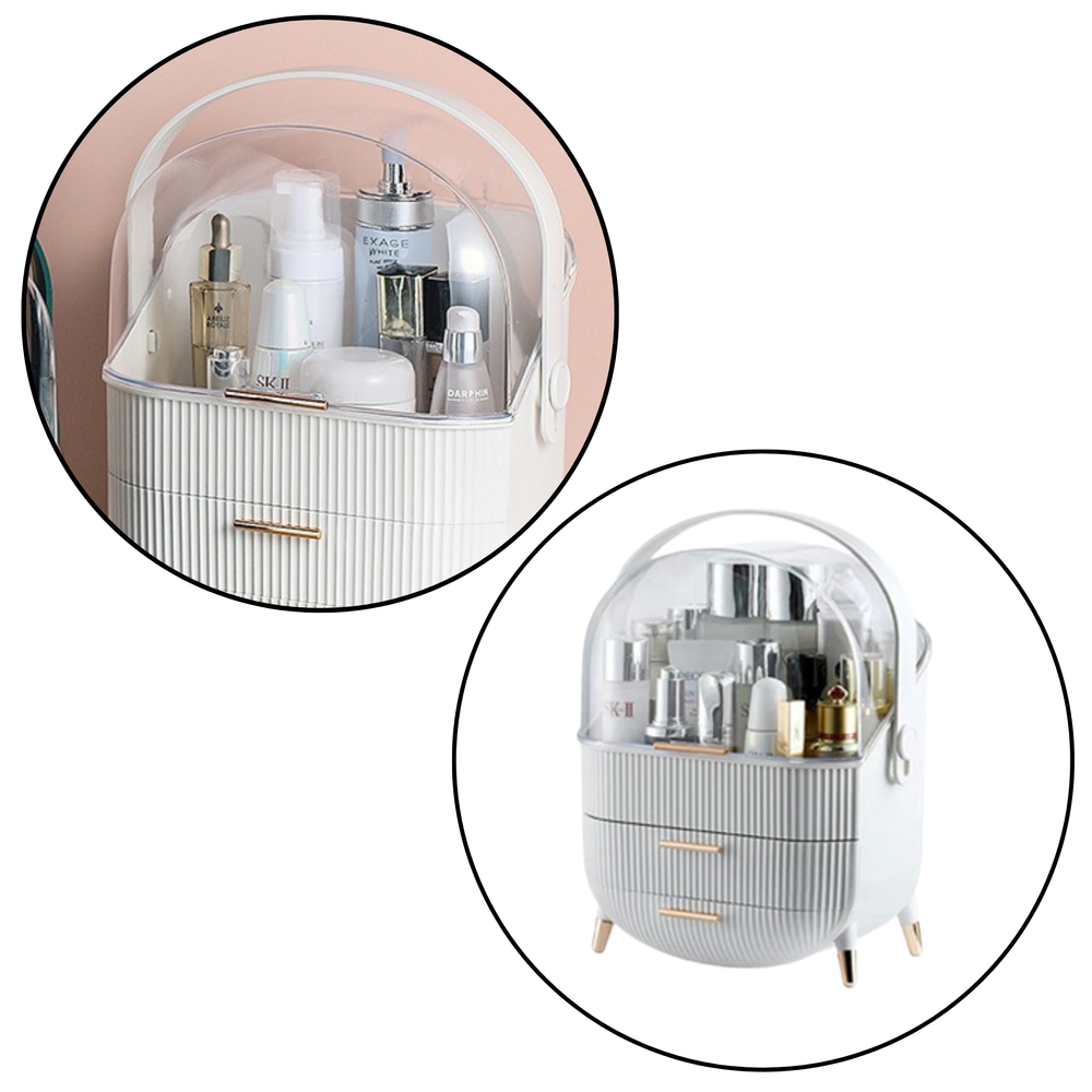 Kosmetický organizér bílý – s průhledným víkem a zásuvkami