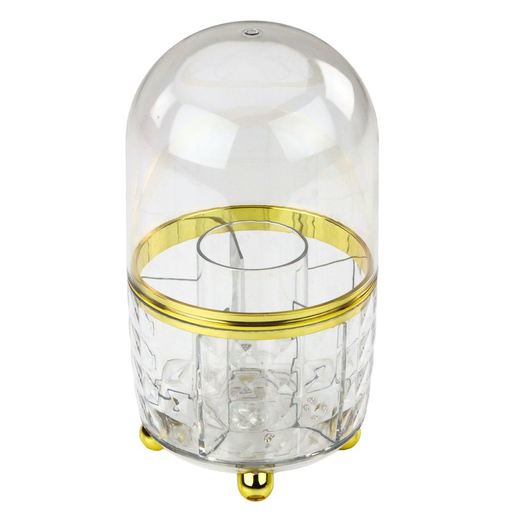 Kosmetický organizér otočný 360° – průhledný zlatý s krytem