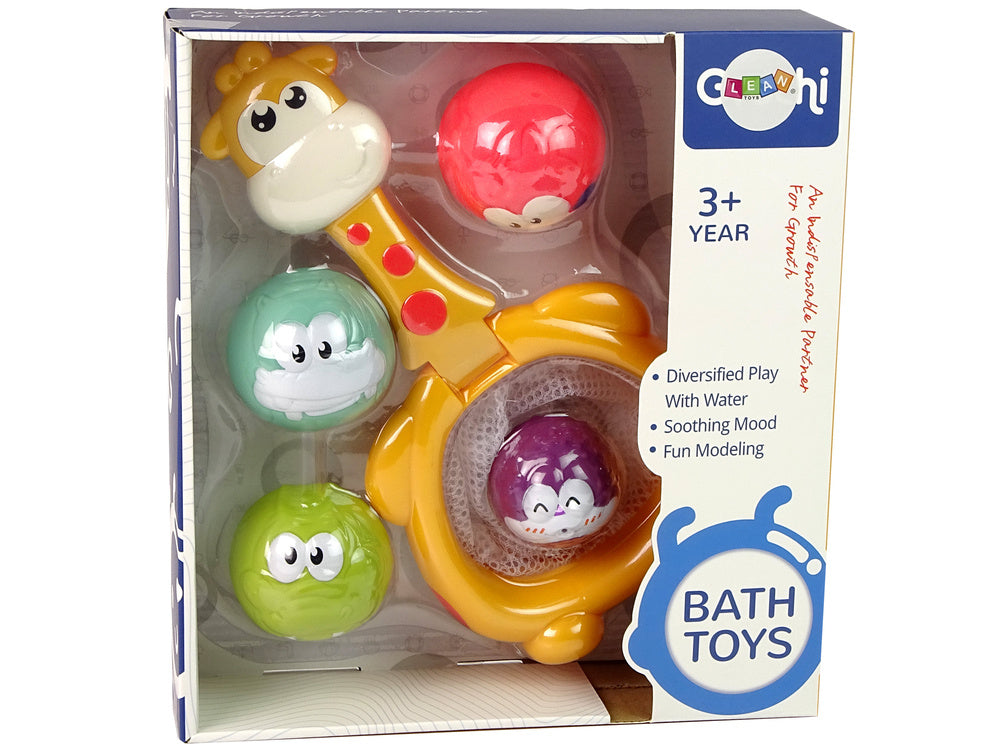 Koupelová hračka mini basketbal žirafa – s gumovými míčky