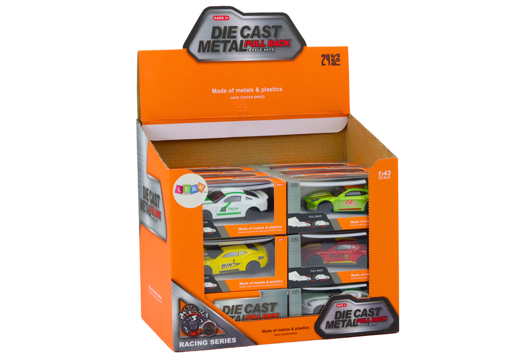 Kovové autíčko s natahovacím pohonem 1:43 gumové kola