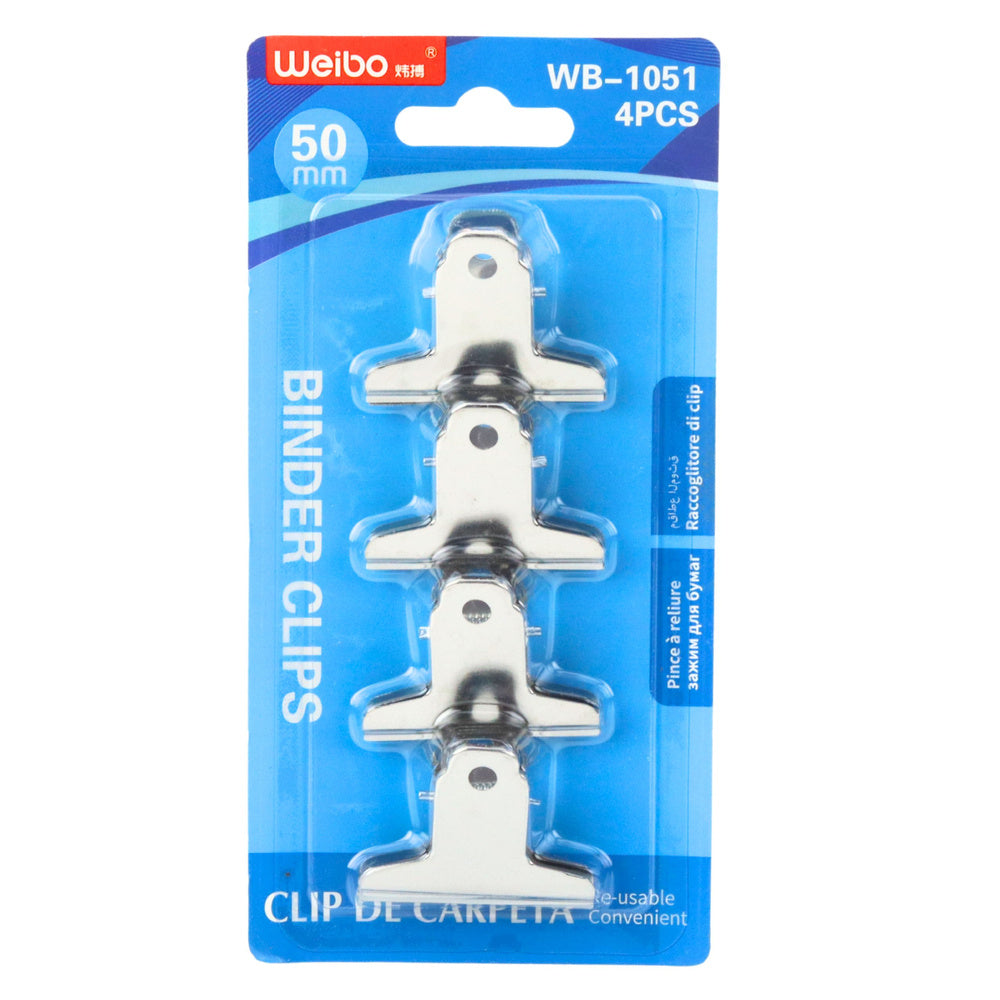 Kovové kancelářské svorky 50mm – sada 4ks stříbrné