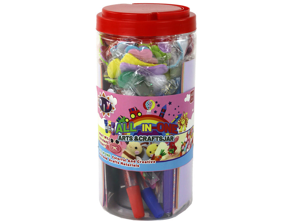 Kreativní výtvarná sada s pompony a flitry – ve sklenici