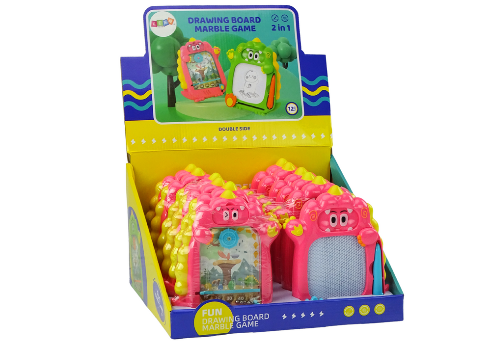 Kreslicí tabulka 2v1 s pinballem – dinosaurus růžový