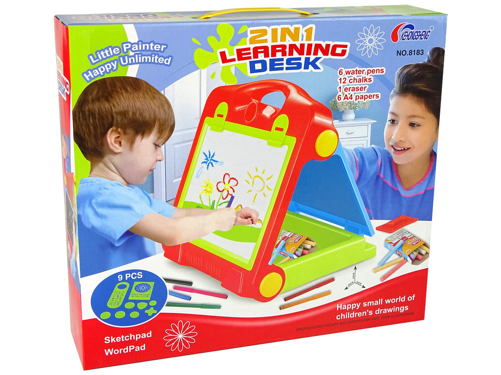 Kreslicí tabulka skládací do kufříku oboustranná 2v1 s křídami