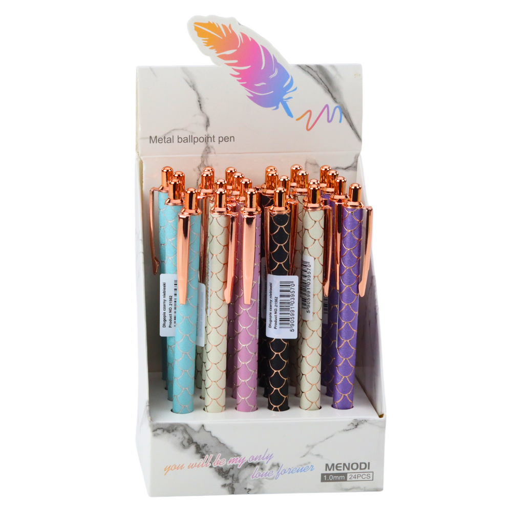 Kuličkové pero kovové automatické – efekt šupin 1,0mm | modrý