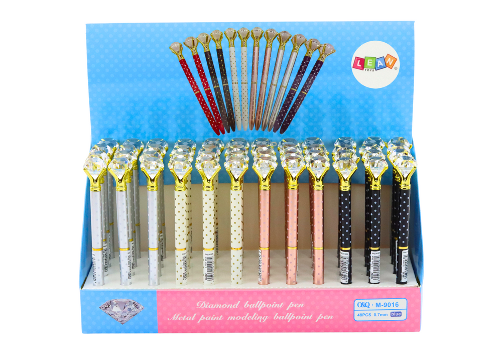 Kuličkové pero s diamantem modrý inkoust 0,7mm mix barev
