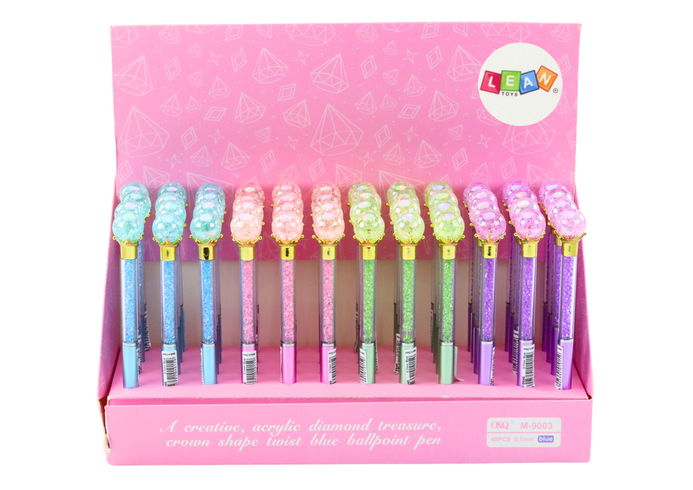 Kuličkové pero s diamantovou hlavičkou a třpytkami 0,7mm modré