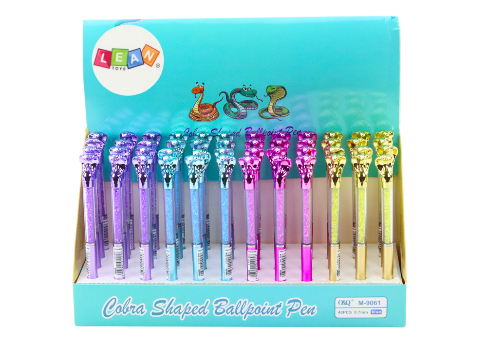 Kuličkové pero s kobrami a třpytkami 0,7mm modré