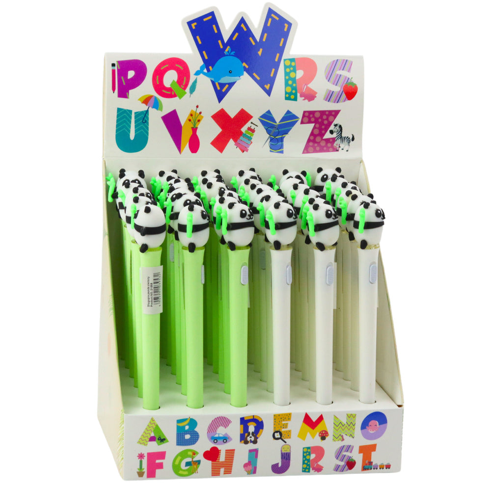 Kuličkové pero s pandou – svítící modrý inkoust | zelené bílé