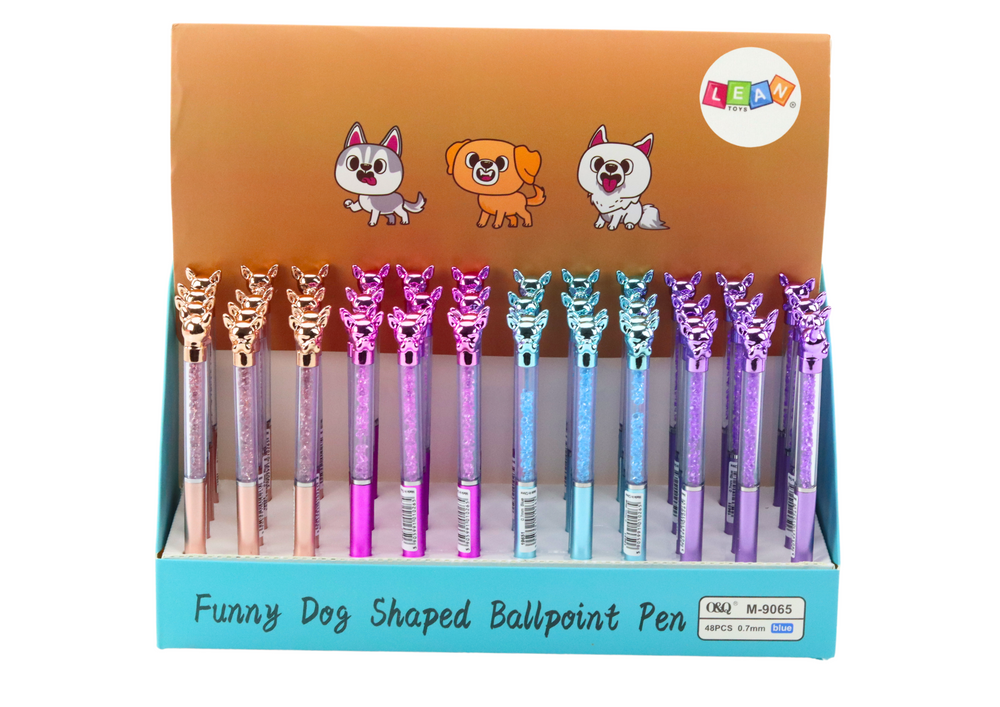 Kuličkové pero s pejskem a třpytkami modrá náplň 0,7mm