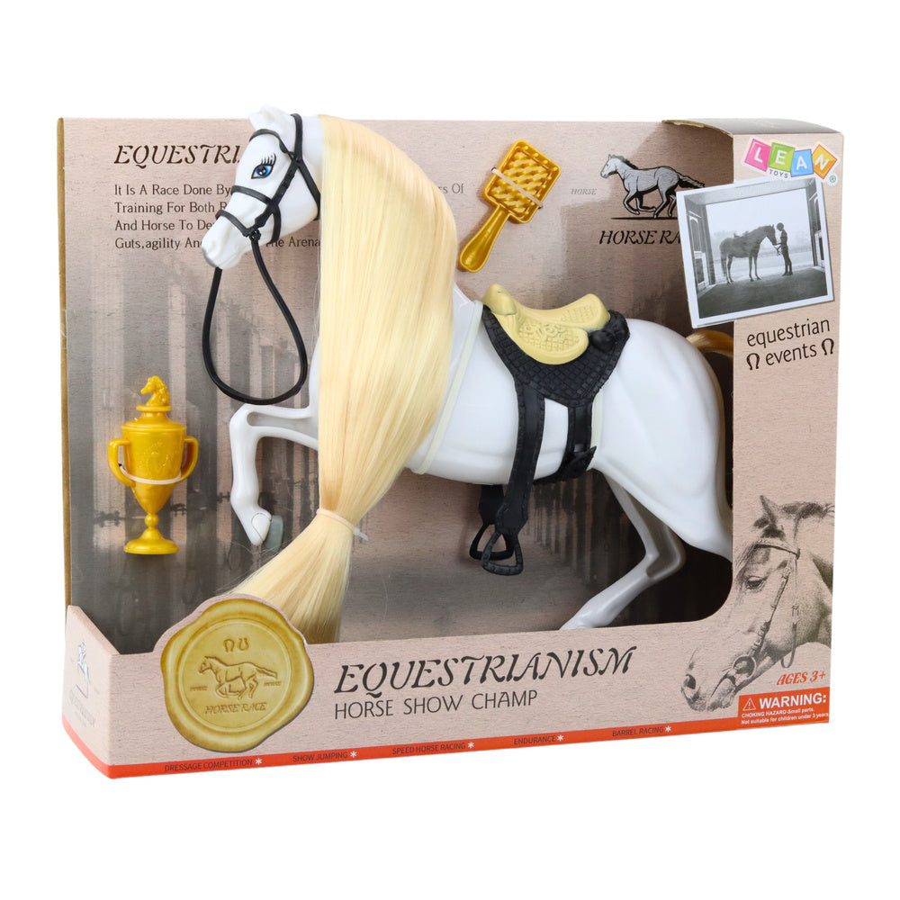 Kůň s dlouhou hřívou – sedlo pohár kartáč | bílý