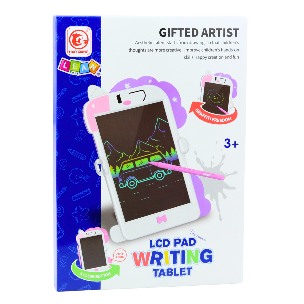 LCD kreslicí tabulka jednorožec – s rysikem růžová