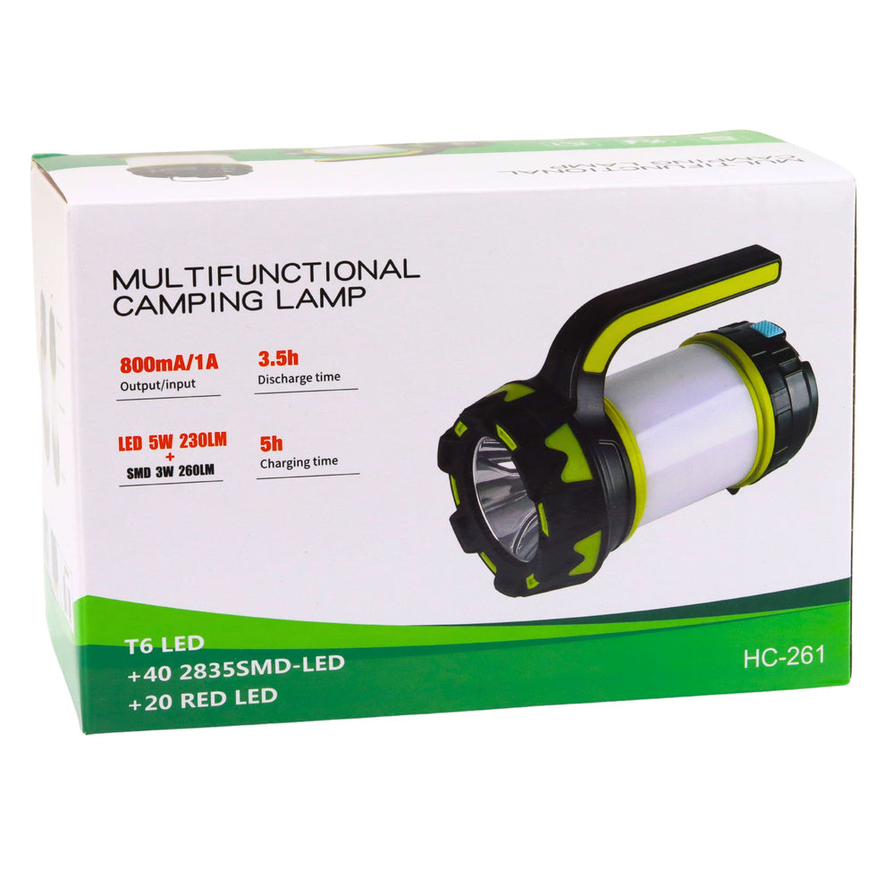 LED svítilna 2v1 kempingová turistická nabíjecí multifunkční