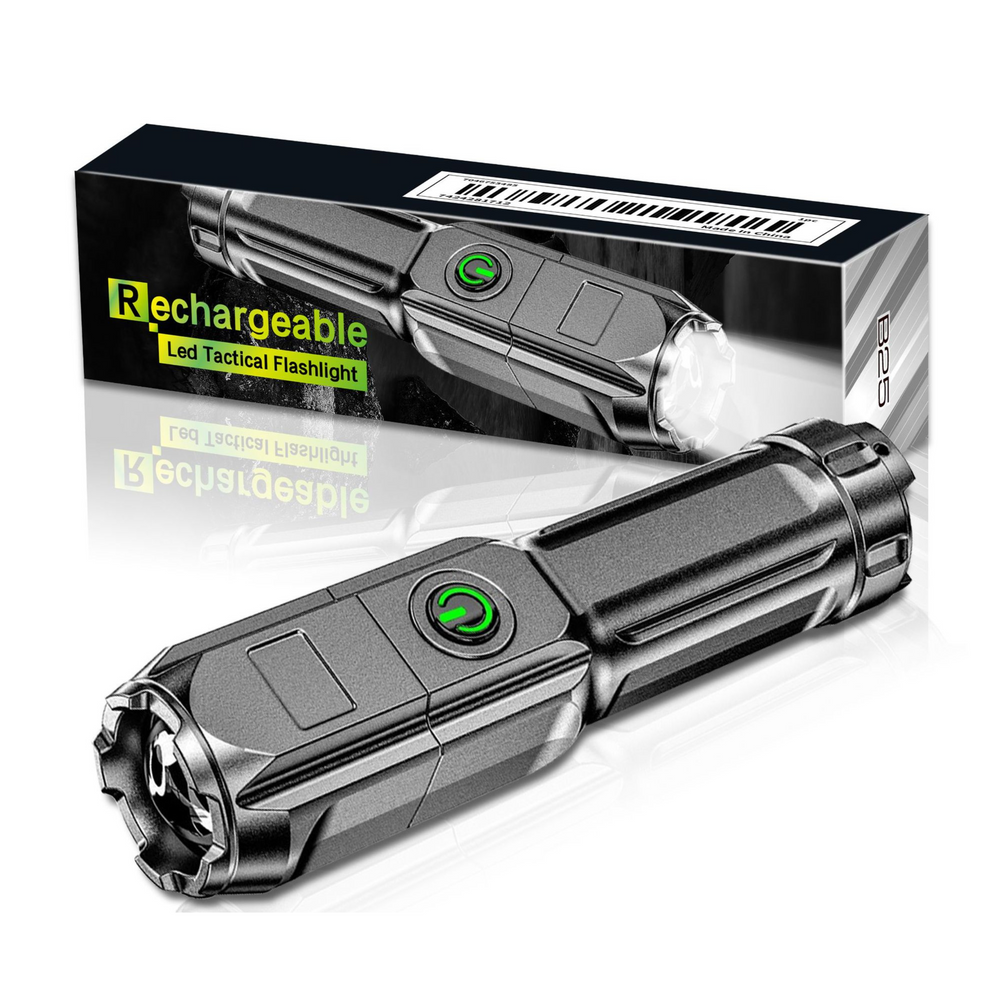 LED svítilna kapesní turistická vodotěsná 3 režimy černá