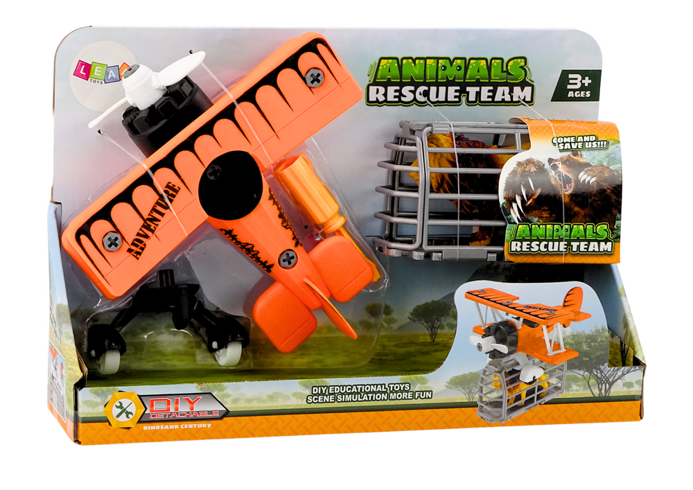 Letadlo pro transport zvířat s klecí a lvem rozkládací oranžové