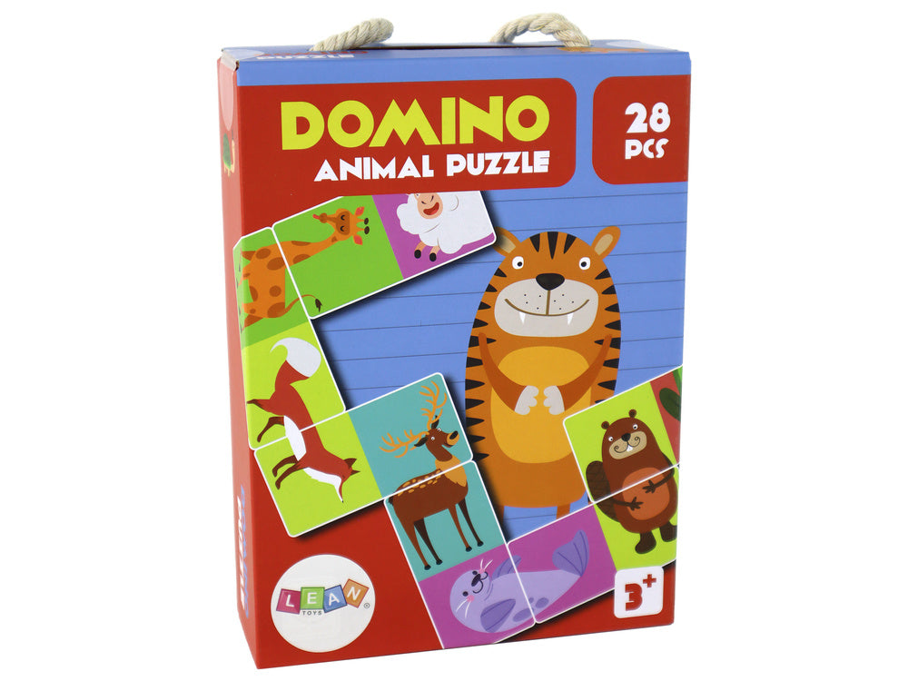 Logické puzzle domino se zvířátky – oboustranné 28 dílků