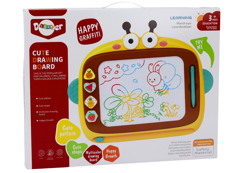 Magnetická kreslicí tabulka – 4 barvy 4 razítka | růžová