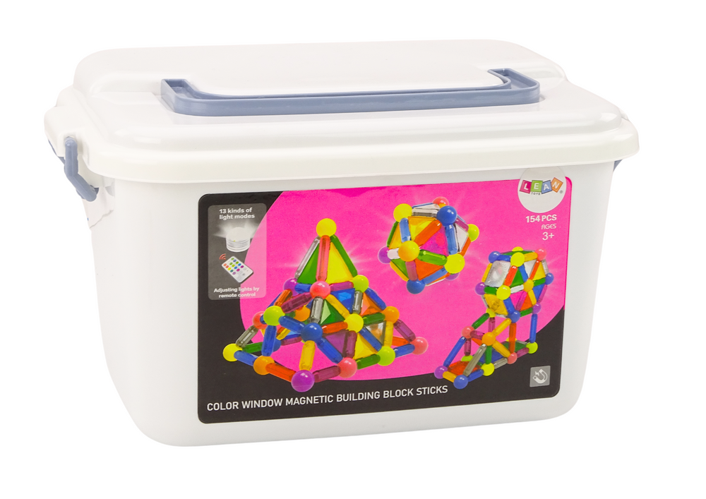 Magnetické kostky s podsvícením – 154 dílů v kufříku