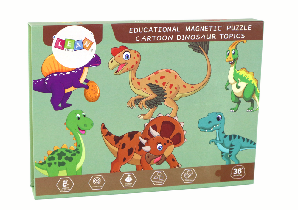 Magnetické puzzle s dinosaury – s kreslicí tabulkou