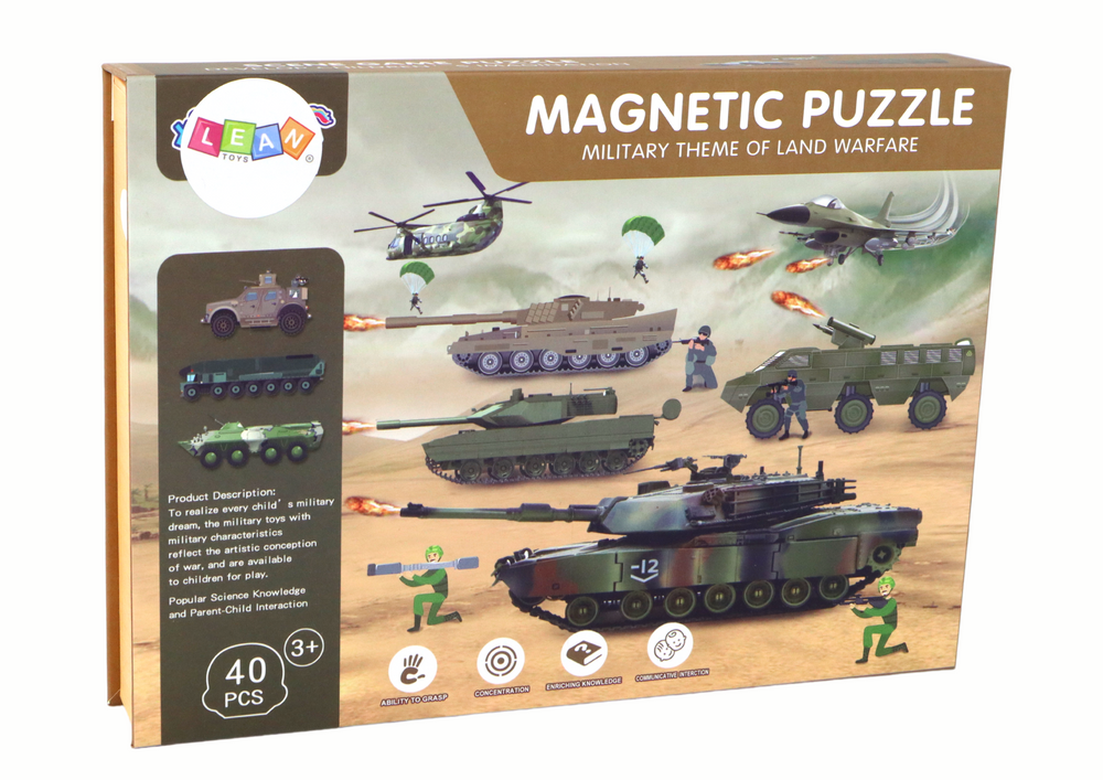 Magnetické puzzle s vojenskou tematikou – s kreslicí tabulkou