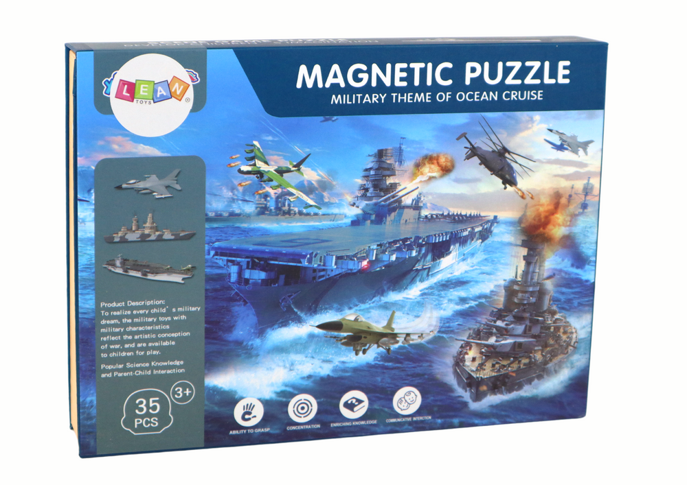 Magnetické puzzle s vojenskými loděmi – s tabulkou kreslení