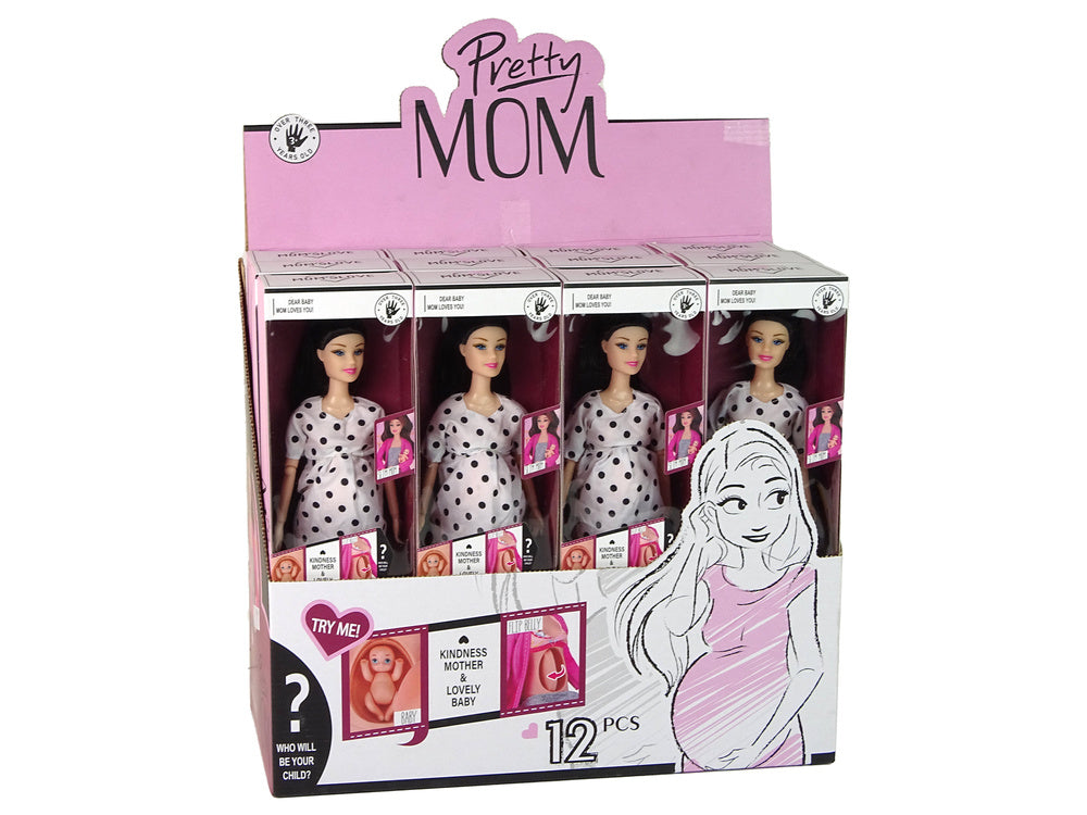 Maminka panenka s miminkem a pohyblivými končetinami bílé šaty