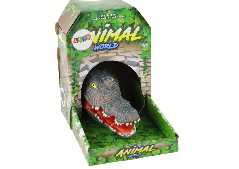 Maňásek na ruku krokodýl – šedý se žlutýma očima