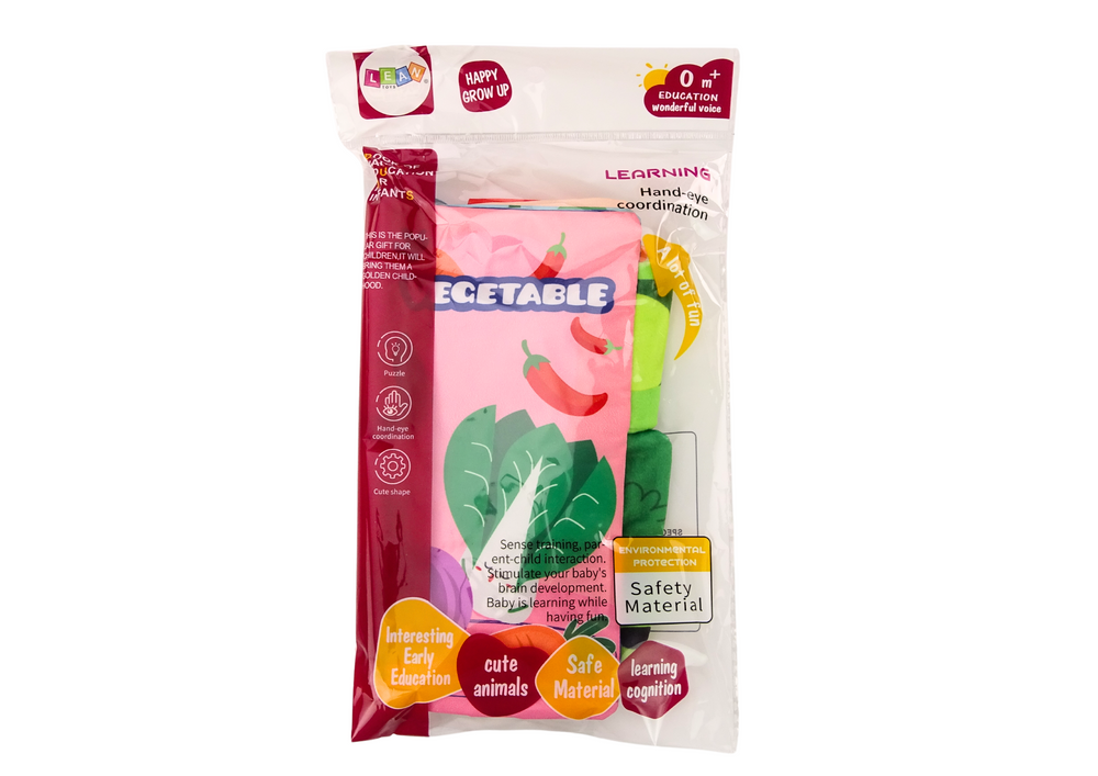 Měkká knížka pro miminka se zeleninou šustící pískací barevná