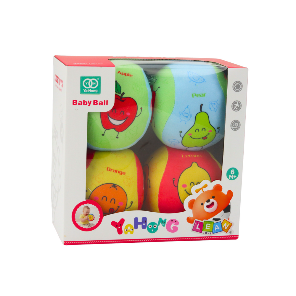 Měkké míčky pro nejmenší – s ovocem 4ks barevné