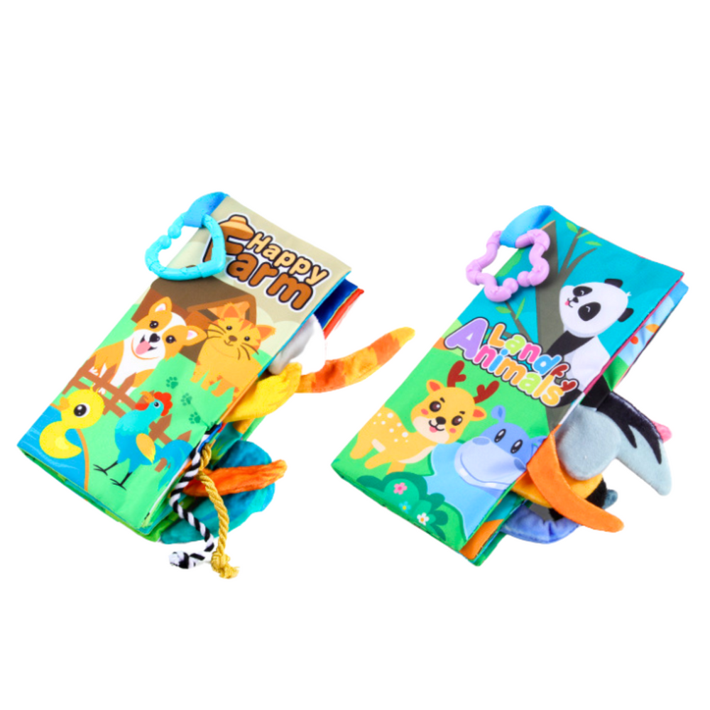 Měkké sensorické knížky pro miminka – s ocásky 4ks barevné
