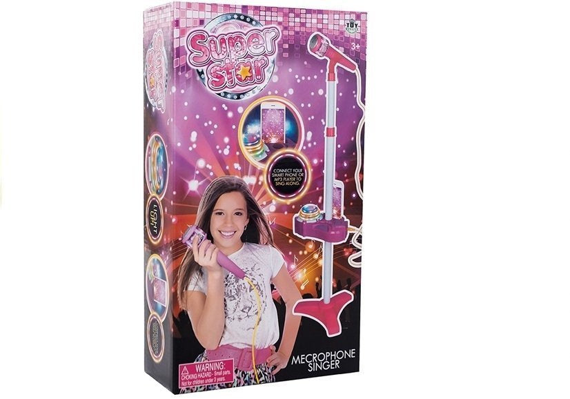 Mikrofon se stojanem a projektorem pro děti MP3 připojení růžový