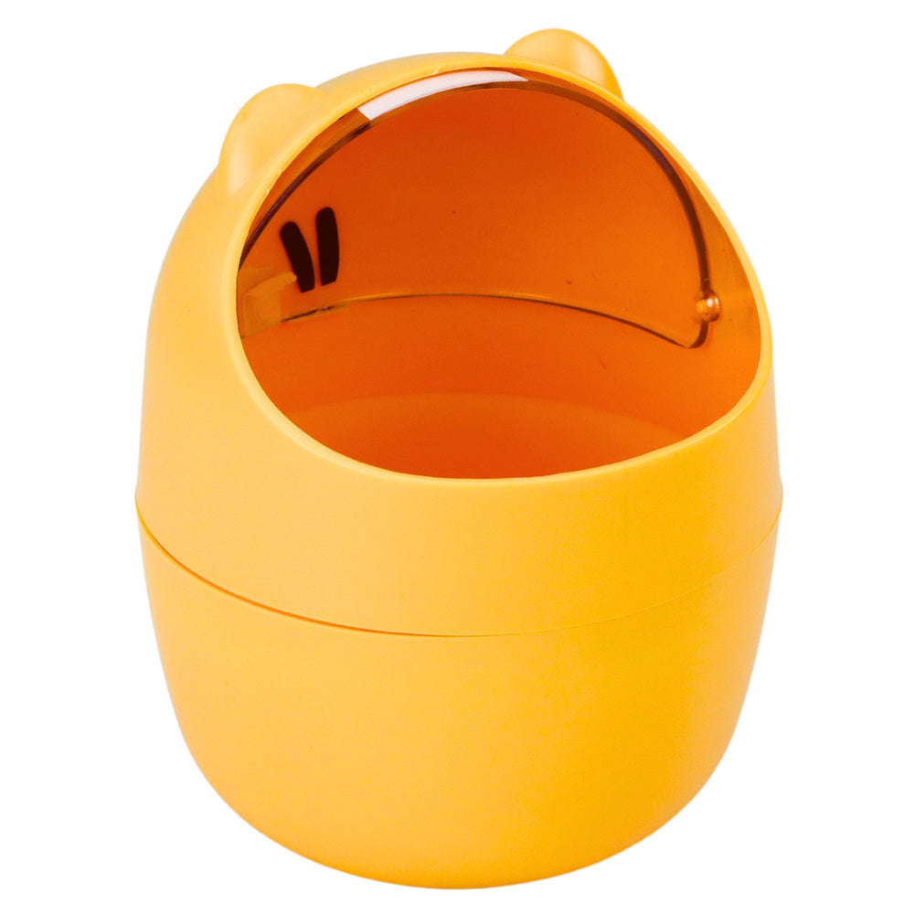 Mini koš na stůl s víčkem ve tvaru medvídka 1L 16cm oranžový