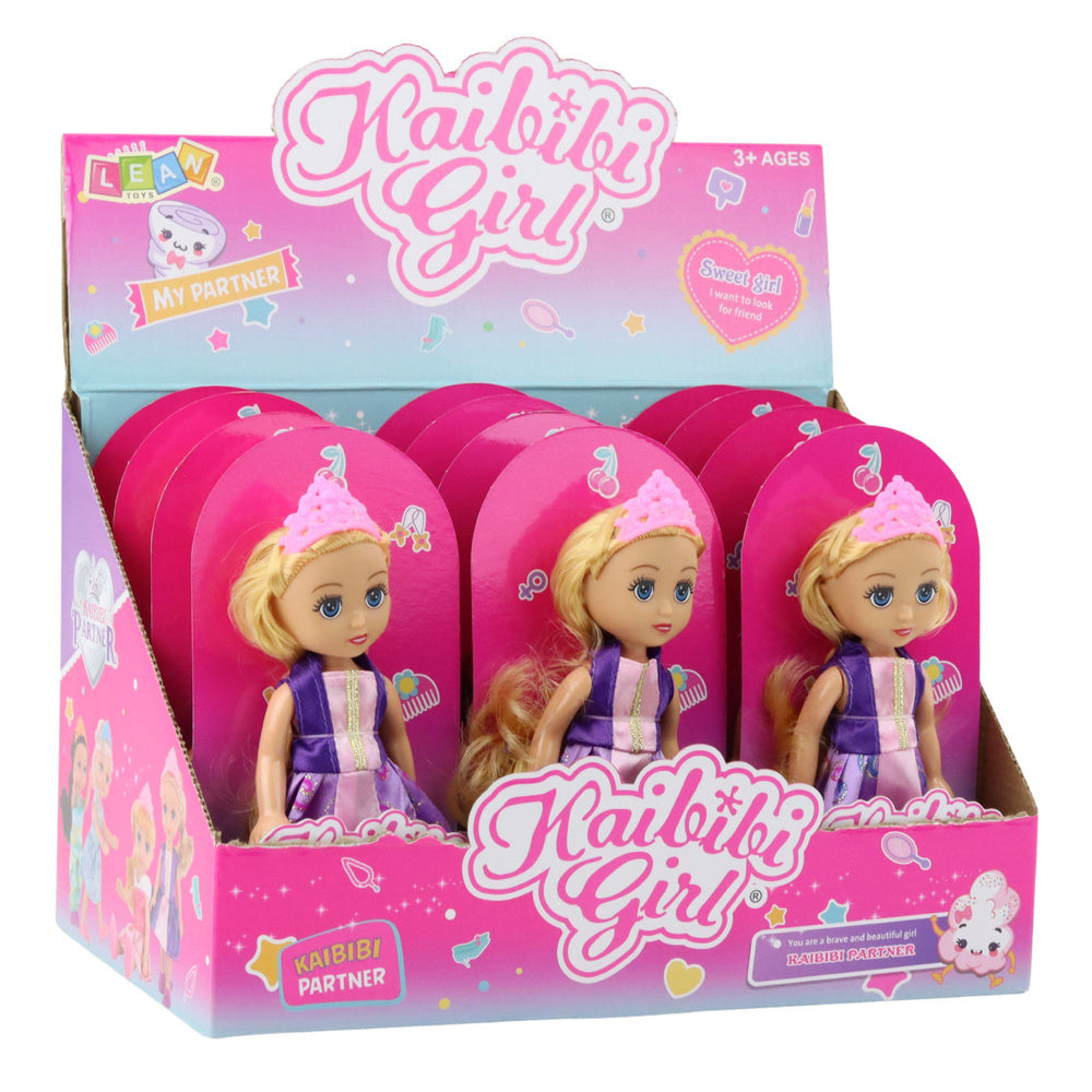 Mini panenka princezna s korunou – zdobené šaty 17cm