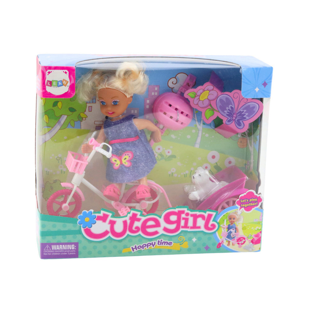 Mini panenka s kolem a přívěsem – s pejskem a helmou