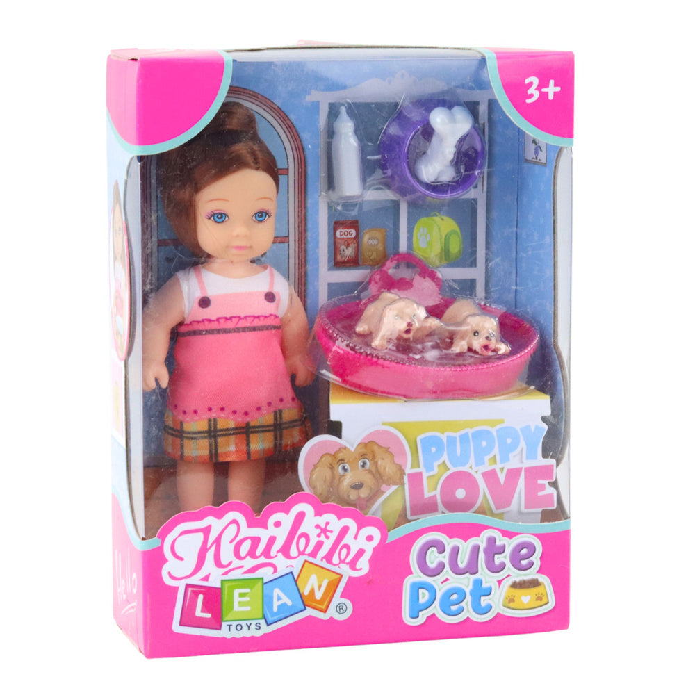 Mini panenka se štěňátky – s pelíškem a příslušenstvím