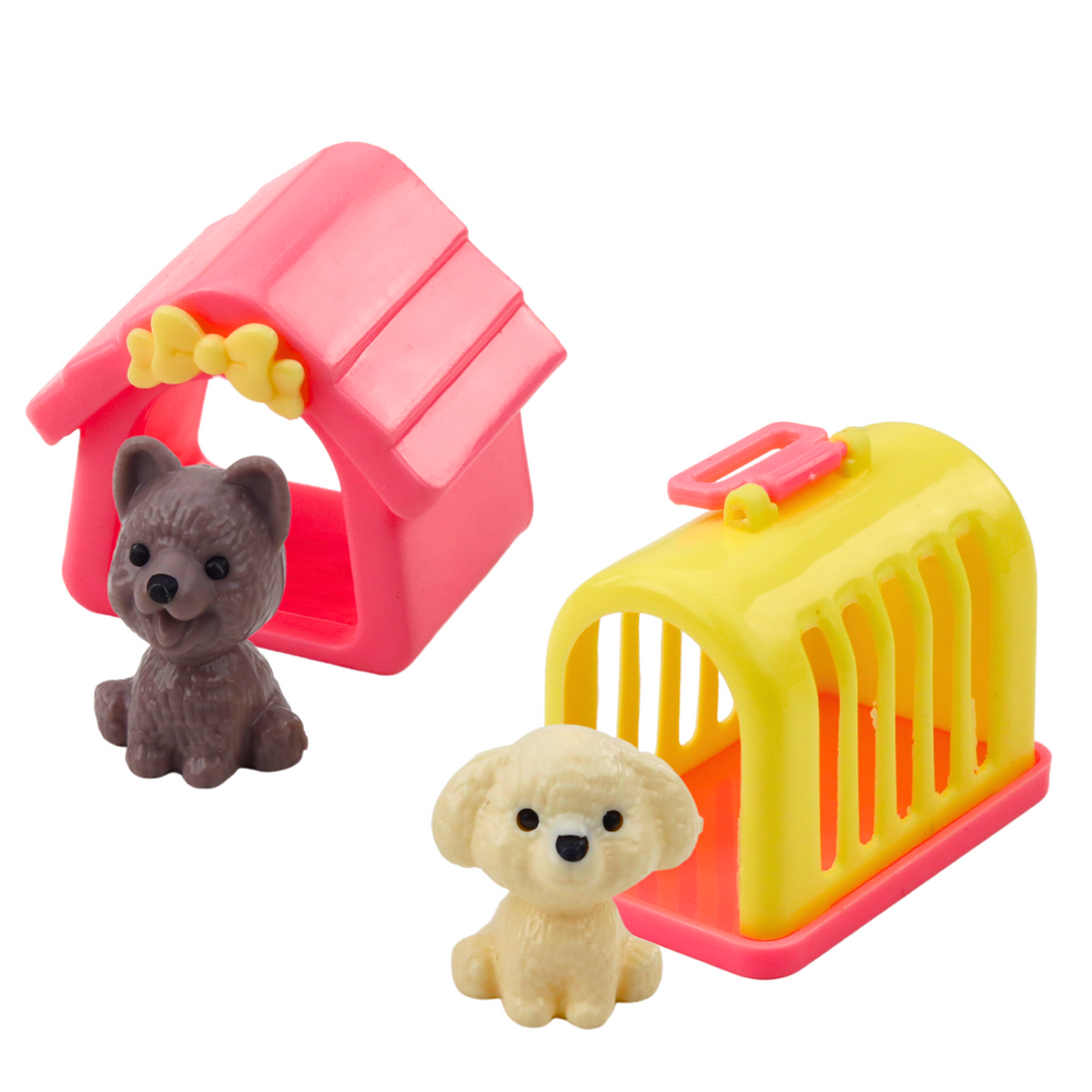 Mini panenka v šatech s pejsky – s transportérem | hračka