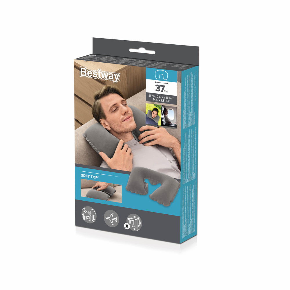 Nafukovací cestovní polštář 46x28 cm ergonomický šedý – Bestway