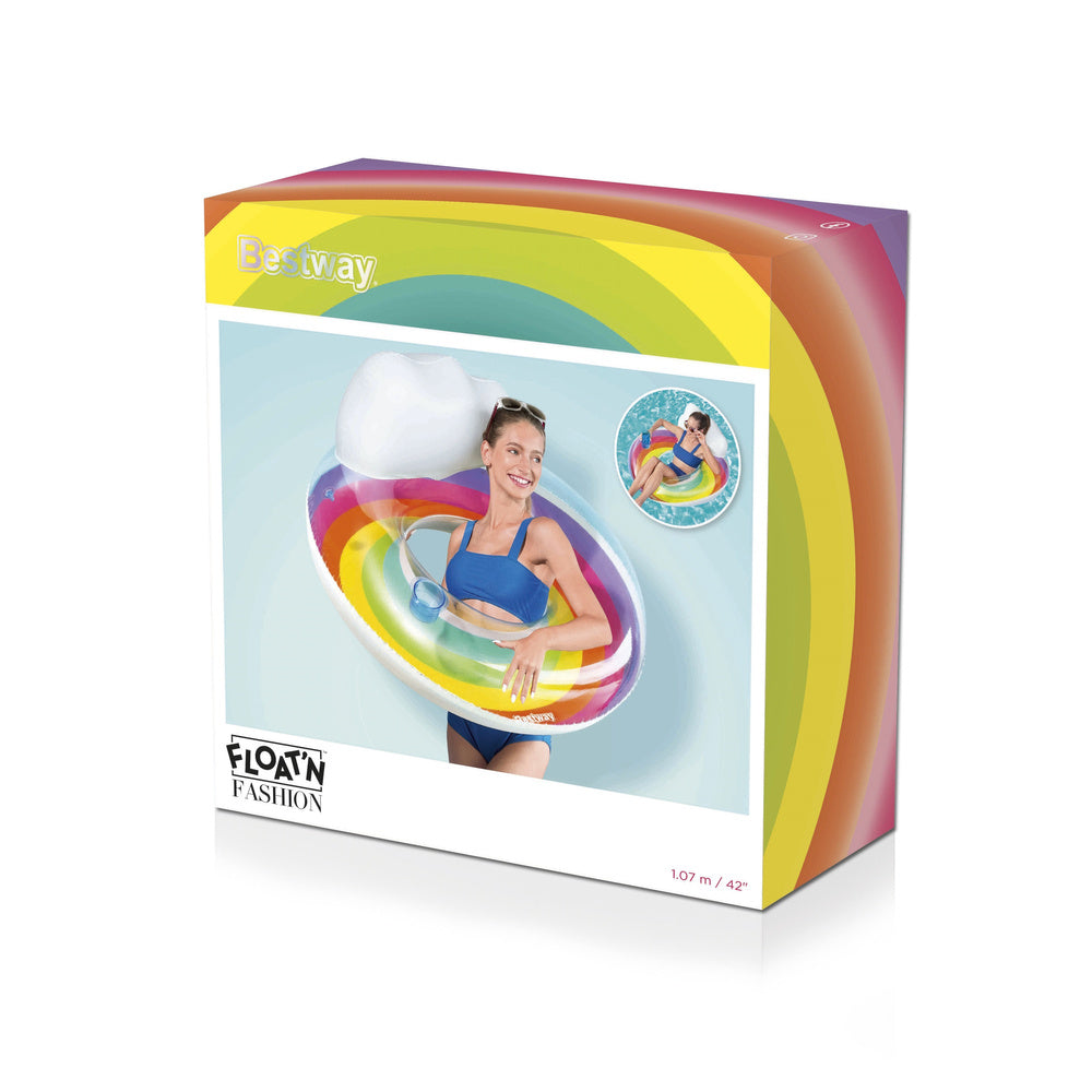 Nafukovací kruh 107 cm – s opěrkou hlavy duhový | Bestway