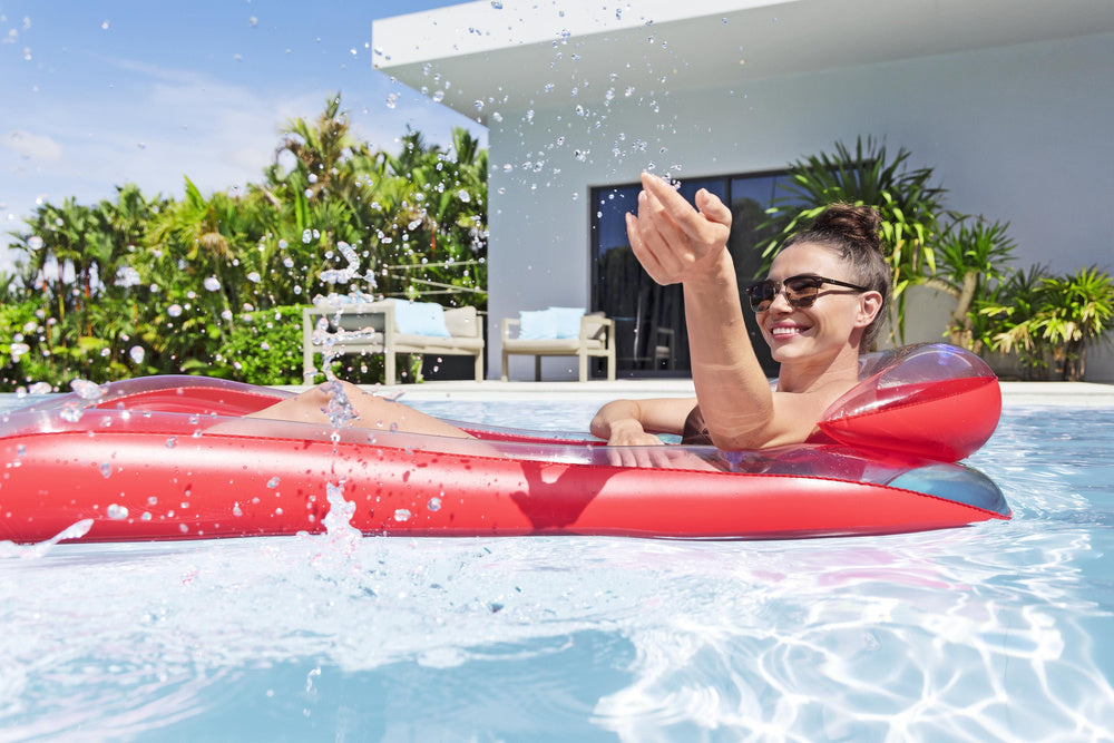 Nafukovací lehátko do vody s opěradlem a síťovým dnem – Bestway růžové