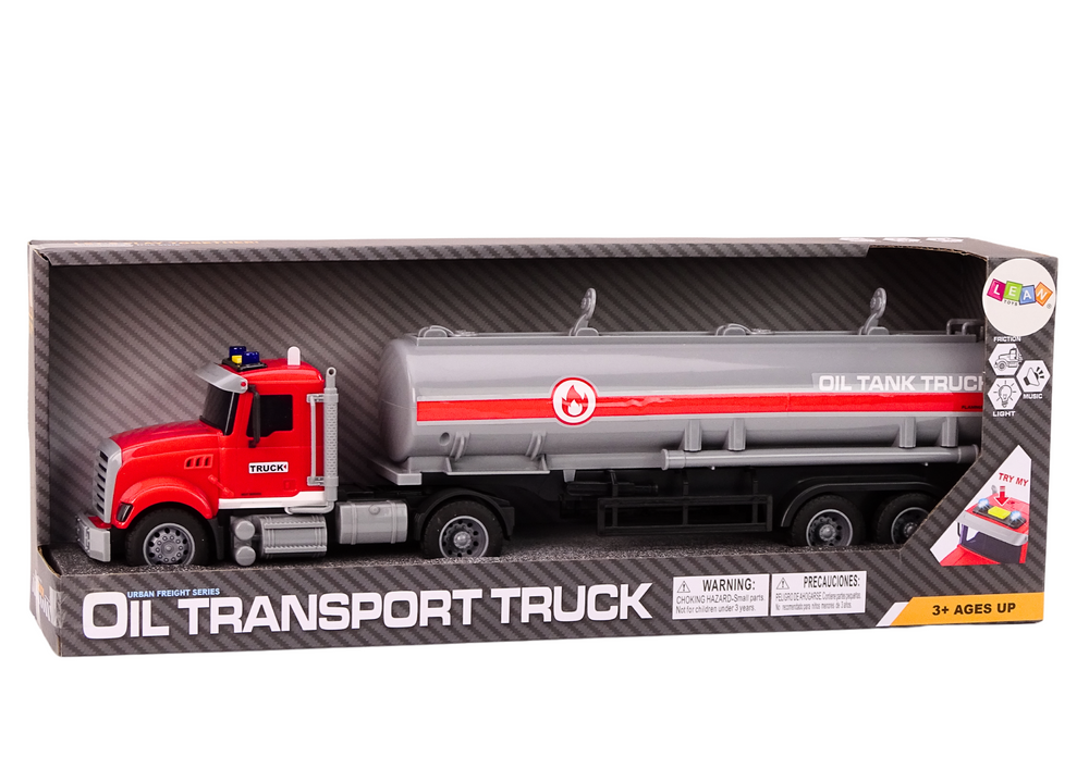 Nákladní auto cisterna se světly a zvuky červené