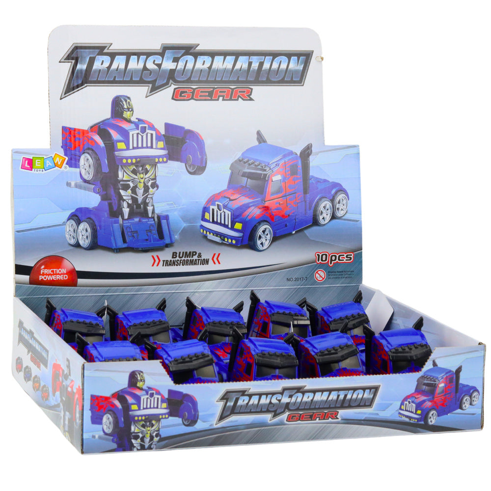 Nákladní auto robot 2v1 s pohonem transformace modrá červené vzory