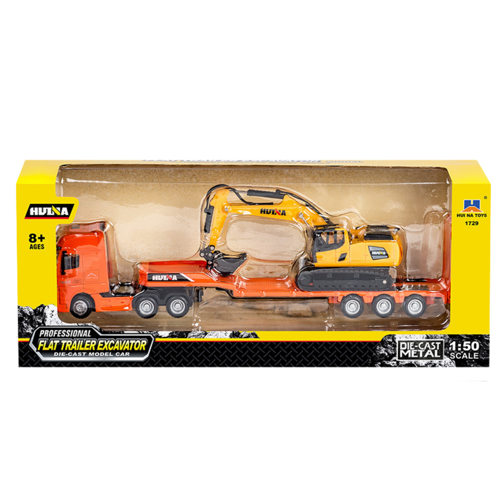 Nákladní auto s návěsem a bagrem – kovové 1:50 | Huina