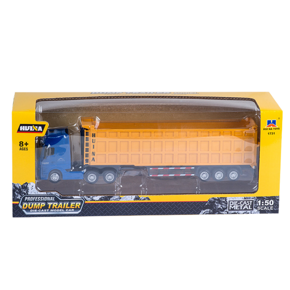 Nákladní auto s návěsem kovové 1:50 – žluté | Huina