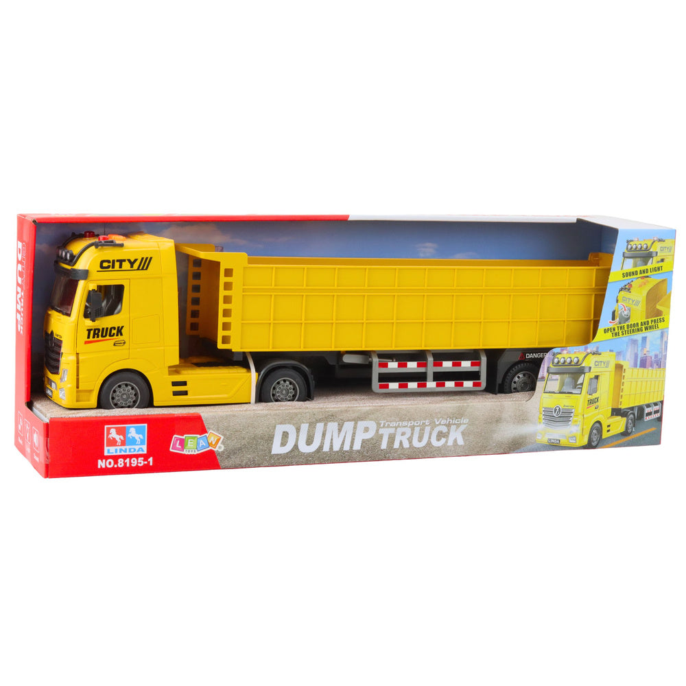 Nákladní auto s návěsem – světla zvuky korba | žluté