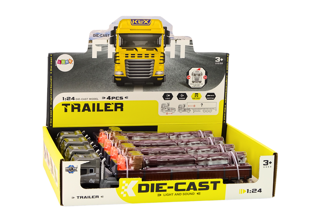 Nákladní auto s přívěsem 1:24 dřevěné klády zvuky světla šedé