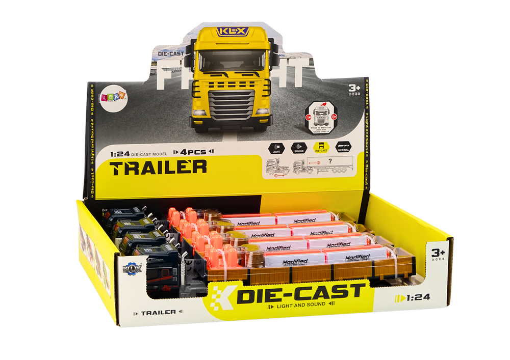 Nákladní auto s přívěsem 1:24 světla zvuky příslušenství modré