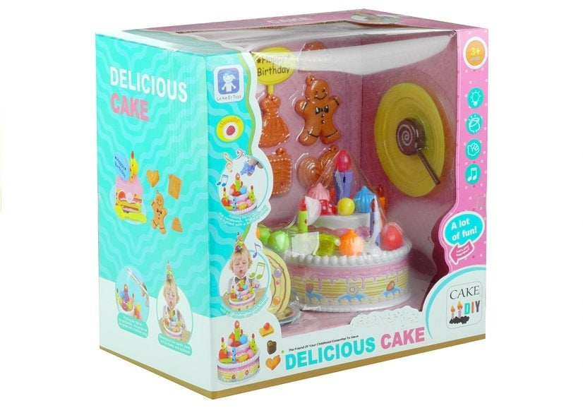 Narozeninová sada dort cukroví svíčky zmrzlina se světly a zvuky