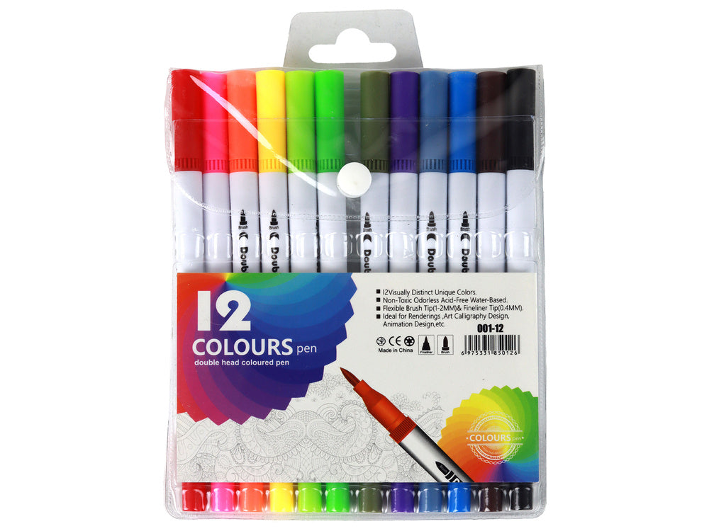 Oboustranné fixy 12 kusů barevné – v organizéru