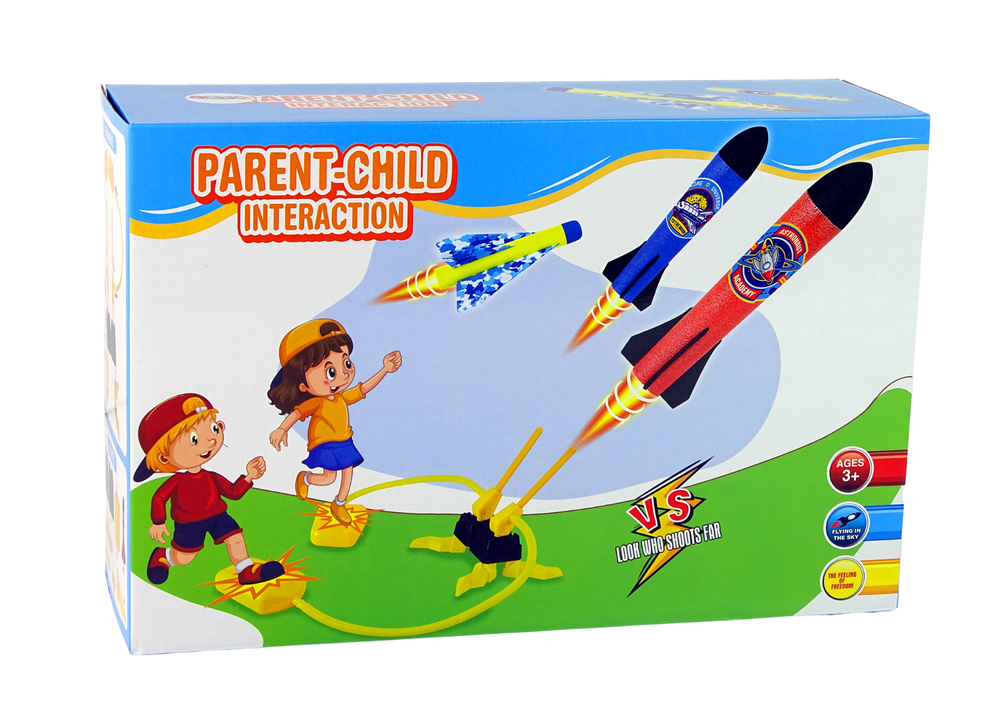 Odpalovač pěnových raket s pumpou a 6 raketami žlutý